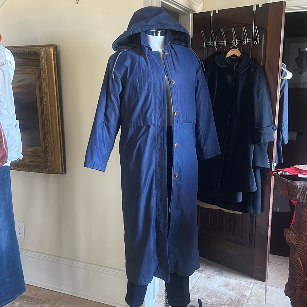 Eddie Bauer Full Length Goose Down Parka w/ Hood Sz S Navy